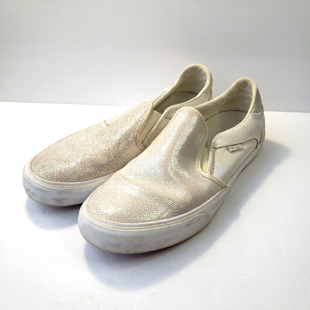 Vans holographic women's slip-on deluxe comfort loafers